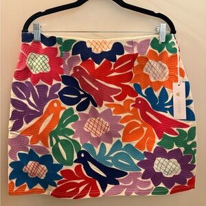 J.Marie Embroidered Birds & Flowers Decorative Multi Colors Skirt Size Large